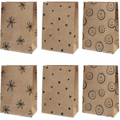 Eulenschnitt Papírový sáček Illustrations 21 × 15 cm – set 6 ks, hnědá barva, přírodní barva, papír – Zboží Živě