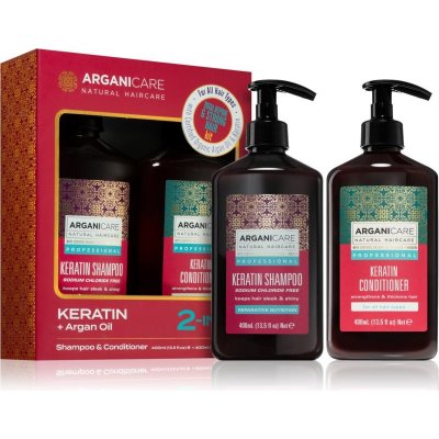 Arganicare Keratin posilující kondicionér 400 ml + vyživující šampon 400 ml dárková sada – Zboží Mobilmania