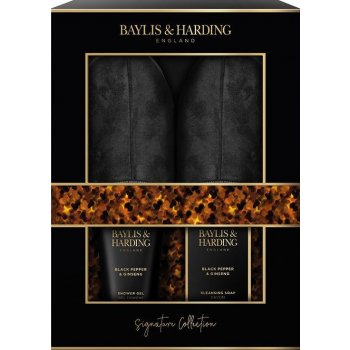 Baylis & Harding Signature Men´s Black Pepper & Ginseng sprchový gel 140 ml + mýdlo 100 g + pantofle dárková sada