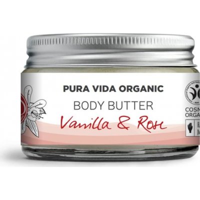 Pura Vida Organic CBD tělové máslo vanilka a růže 1000 mg 50 ml