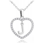 Minet Stříbrný písmeno v srdíčku J se zirkony JMAS900JSN45 – Zboží Dáma