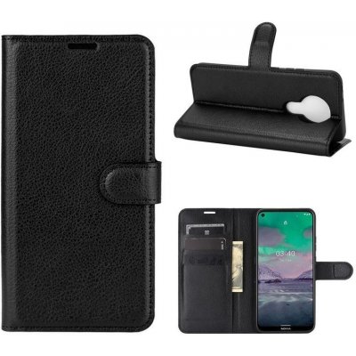 Litchi PU kožené peněženkové na mobil Nokia 3.4 - černé – Zboží Mobilmania