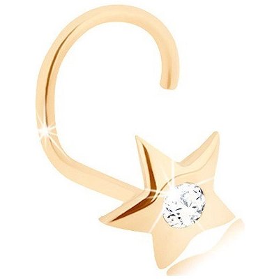 Šperky eshop zlatý piercing do nosu blýskavá hvězdička s broušeným diamantem S3BT503.63 – Sleviste.cz