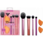 Real Techniques Everyday Essentials štětec na pudr + houbička na make-up + kulatý štětec na oční stíny + štětec na rozjasňovač + štětec na make-up – Zboží Dáma