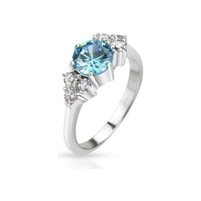 Šperky4U ocelový prsten s tyrkysovým zirkonem OPR1493