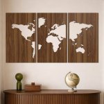 Dřevěná samolepka na zeď - Mapa světa – Hledejceny.cz