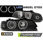PŘEDNÍ SVĚTLOMETY, LAMPY BMW E39, 1995-2003, ANGEL EYES LED, XENON BLACK ČERNÉ