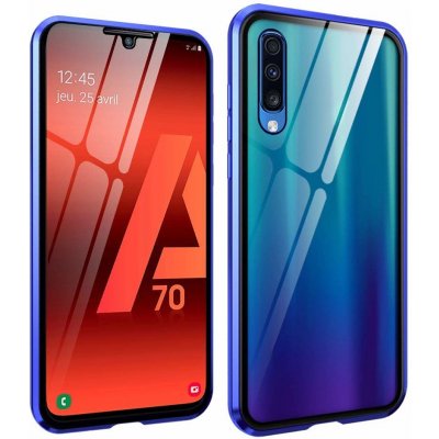 Pouzdro Beweare Magnetické oboustranné s tvrzeným sklem Samsung Galaxy A70 - modré