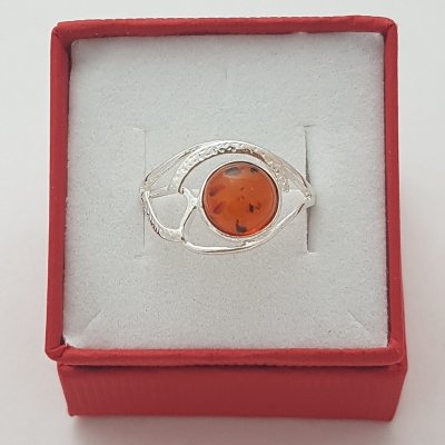 Ibeauty Jantarový prsten s kulatým jantarem II. J 264R P – Zboží Mobilmania