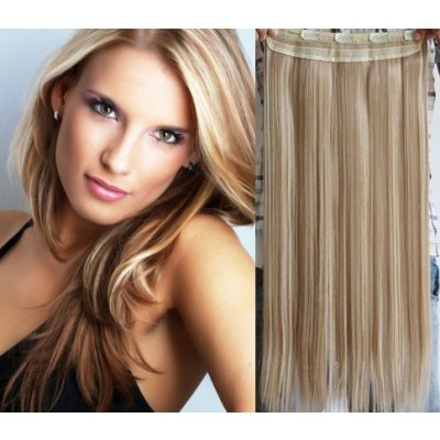 Clip in REMY vlasový pás 43cm rovný platina / světle hnědá – Zboží Dáma