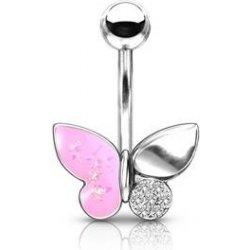 Šperky4U piercing do pupíku motýlek WP01331-P