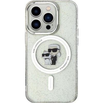 Karl Lagerfeld IML Glitter Karl and Choupette třpytivý s MagSafe iPhone 15 Pro - čiré