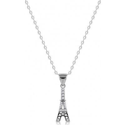 Šperky eshop Stříbrný přívěsek na řetízku Eiffelova věž se zirkony AC09.19 – Zboží Mobilmania