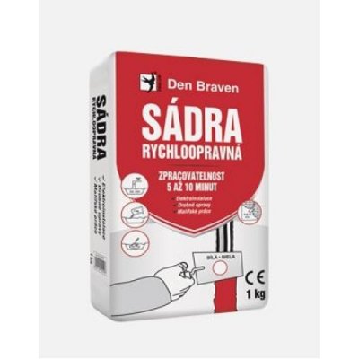 Den Braven sádra stavební béžová rychloopravná 1kg 00415GY – HobbyKompas.cz