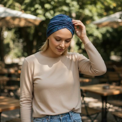 Ebbie bavlněný turban-style TEMNÁ MANDALA – Zboží Mobilmania