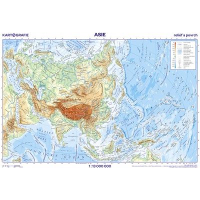 Asie - školní- reliéf a povrch - nástěnná mapa - 1:13 000 000 – Hledejceny.cz