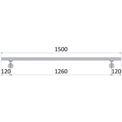 led madlo 1500mm /broušená nerez K320 /AISI304 (set: 2ks úchyt, madlo ø 42.4mm s ukončením a hliníkový profil na led pás) – Zboží Mobilmania