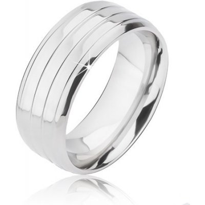 Šperky eshop prsten z titanu stříbrné tři pásy a zkosené hrany BB1.2 – Zbozi.Blesk.cz