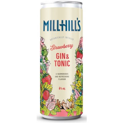 Millhill´s gin & tonic strawberry 6% 0,25 l (plech) – Zboží Dáma