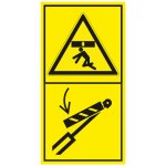 Nebezpečí stlačení shora - Zajisti hydraulický zvedací válec před vstupem do prostoru stroje samolepící vinylová fólie 85 x 45 mm – Zboží Dáma