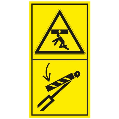 Nebezpečí stlačení shora - Zajisti hydraulický zvedací válec před vstupem do prostoru stroje samolepící vinylová fólie 85 x 45 mm – Zboží Dáma