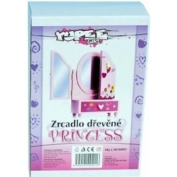 Zrcadlo šperkovnice Princess 3 dílné zásuvka dřevo