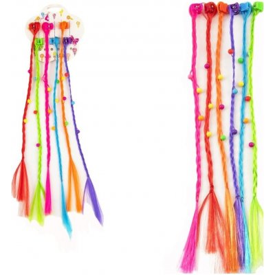 Teddies Sponky Skřipce do vlasů 6ks s barevnými copánky 30cm – Zboží Dáma