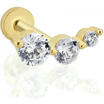 Lillian Vassago Zlatý piercing labreta se zářivými kulatými zirkony LLV92-GPI105LB – Sleviste.cz