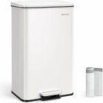 Vasagle Ocelový pedálový koš s vnitřním vědrem a víkem – Zboží Dáma