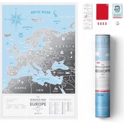 Stírací mapa Evropy Travel Map of the Europe Silver – Sleviste.cz