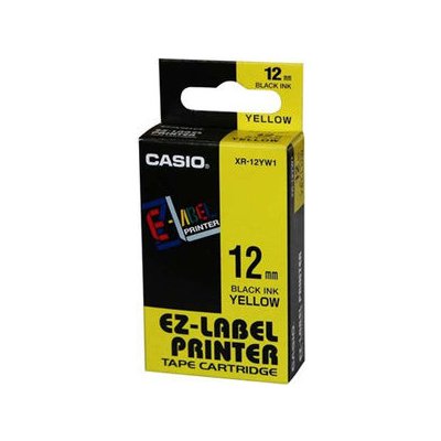 CASIO originální páska do tiskárny štítků CASIO XR-12YW1 / černý tisk / žlutý podklad / nelaminovaná / 8m / 12mm (XR-12YW1) – Zboží Mobilmania