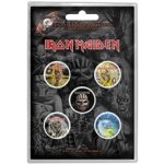 CurePink Set 5 placek Iron Maiden The Faces Of Eddie 2,5 cm – Zboží Mobilmania