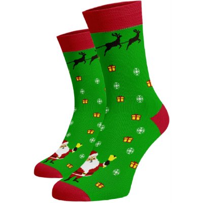 Veselé ponožky Santa Bavlna Zelená – Zboží Mobilmania