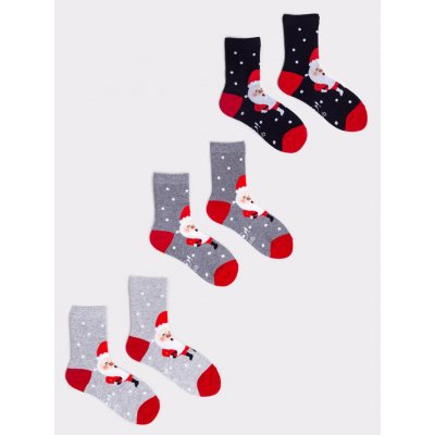 Yoclub Vánoční ponožky 3-pack SKA-X049U-AA00 Vícebarevné 20-22