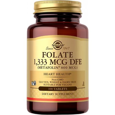 Solgar Folate Metafolin, 800 mcg 1333 mcg DFE 100 tablet – Hledejceny.cz