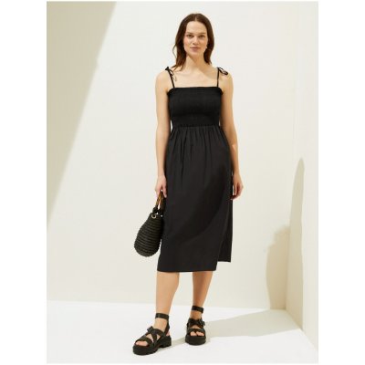 Marks & Spencer dámské bavlněné midi šaty na ramínka černé – Zboží Mobilmania