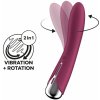 Vibrátor Satisfyer Spinning Vibe 1 červený silikonový s rotační špičkou 17,5 x 3,5 cm