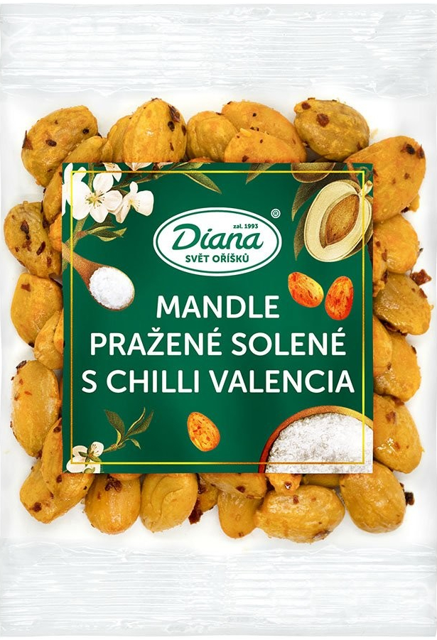 Diana Mandle pražené solené s chilli Valencia 100 g od 32 Kč - Heureka.cz