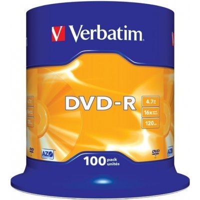 Verbatim DVD-R 4,7GB 16x, spindle, 100 ks (2330529-36) – Hledejceny.cz