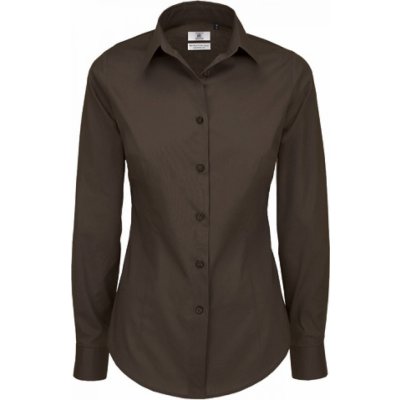 B&C popelínová BC s dlouhým rukávem s příměsí elastanu kávová hnědá – Hledejceny.cz