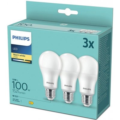 Philips žárovka LED klasik, 13W, E27, teplá bílá, 3ks – Zboží Mobilmania