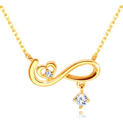 Šperky eshop Diamantový ze 14K žlutého zlata symbol nekonečna srdíčko brilianty S3BT506.89 – Zboží Mobilmania