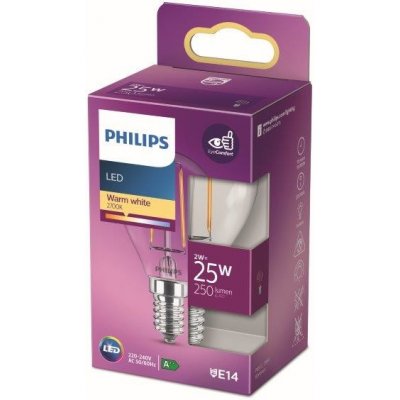 Philips LED žárovka 1x2W E14 250lm 2700K teplá bílá, čirá, Eyecomfort – Zboží Mobilmania