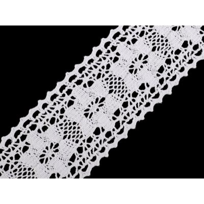 Bavlněná krajka / vsadka paličkovaná jemná šíře 50 mm Varianta: 1 bílá, Balení: 13.5 m – Zboží Mobilmania