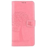 Pouzdro TopQ Samsung A22 knížkové Světle růžový strom sovičky – Zboží Mobilmania
