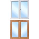 OknaDvereNaMiru.cz Dvoukřídlé plastové okno Otevíravé + Otevíravé i sklopné, zlatý dub / bílá, 150x150 cm – Hledejceny.cz