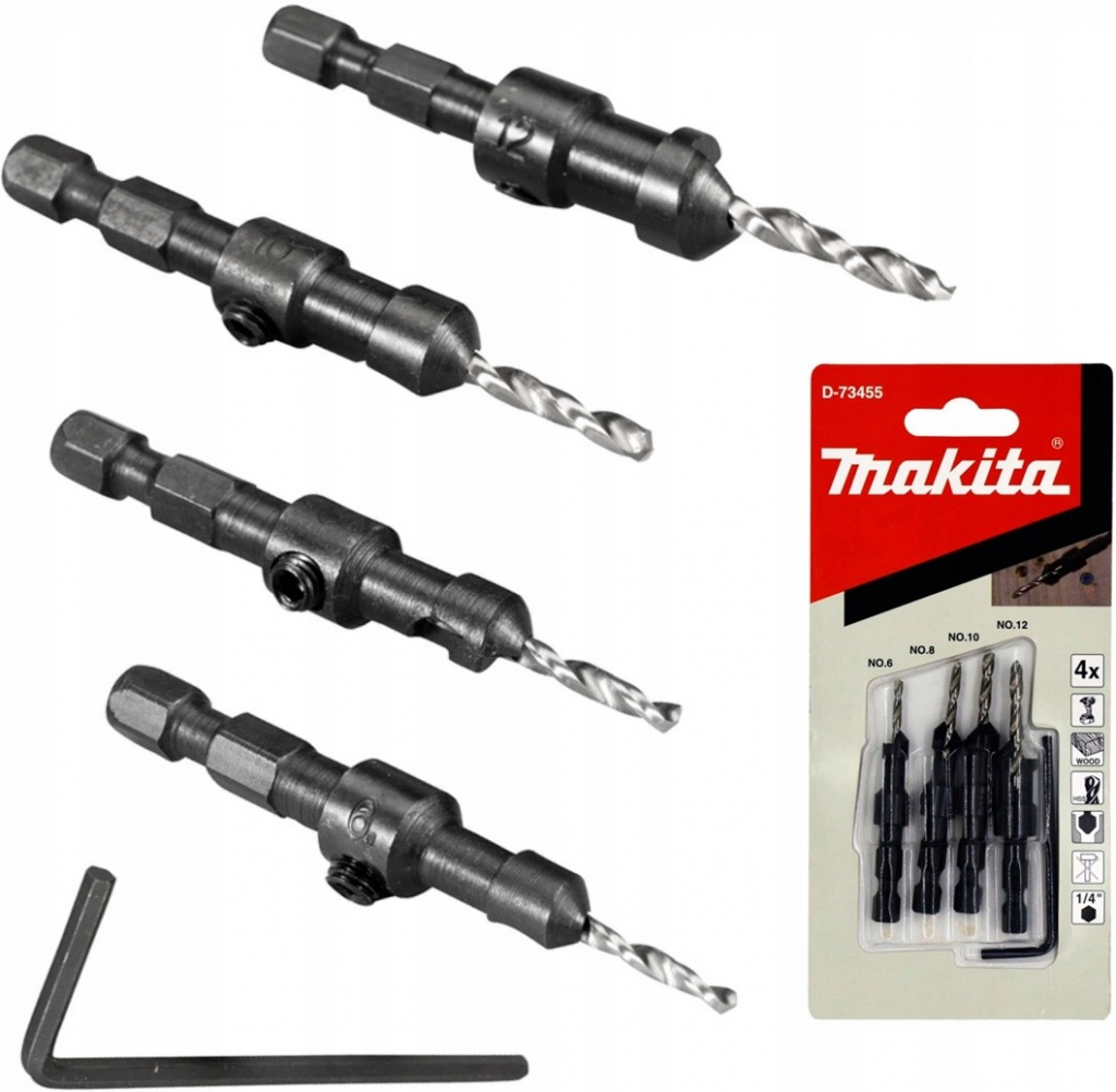 MAKITA sada vrtáků se záhlubníkem 1/4´´ 4 ks D-73455