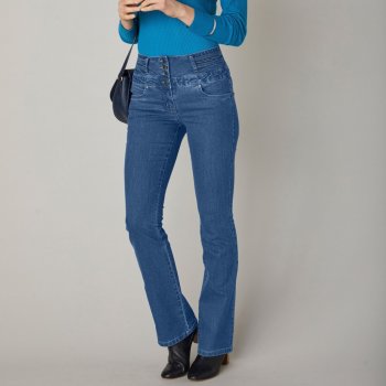 Blancheporte Bootcut džíny s vysokým pasem modrá