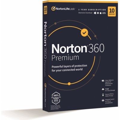 Norton 360 PREMIUM 75GB + VPN 1 lic. 10 lic. 1rok ESD (21405766) – Zboží Mobilmania