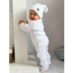 Baby Nellys 2-dílná sada Pletený overálek STAR čepice Hand Made bílý – Zboží Dáma